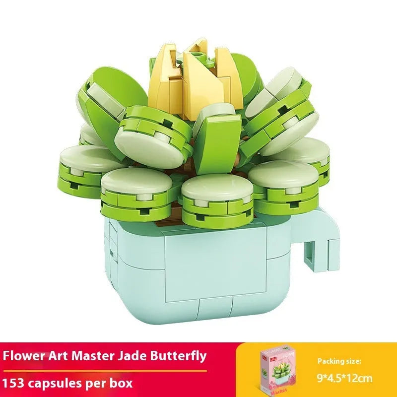 Plastic building blocks flower pot model assembly toy for teenagers