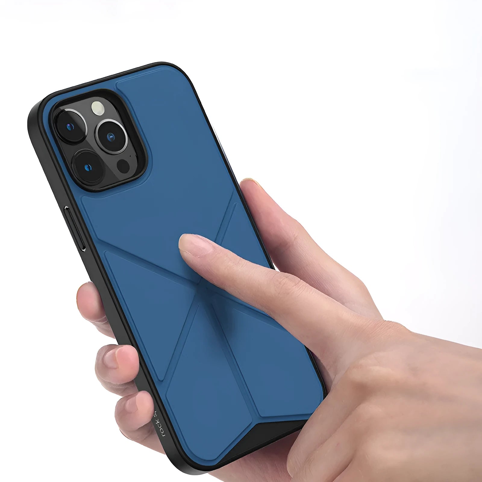 Black and blue TPU back cover case for iPhone 13, 13 Pro, and 13 Pro Max.