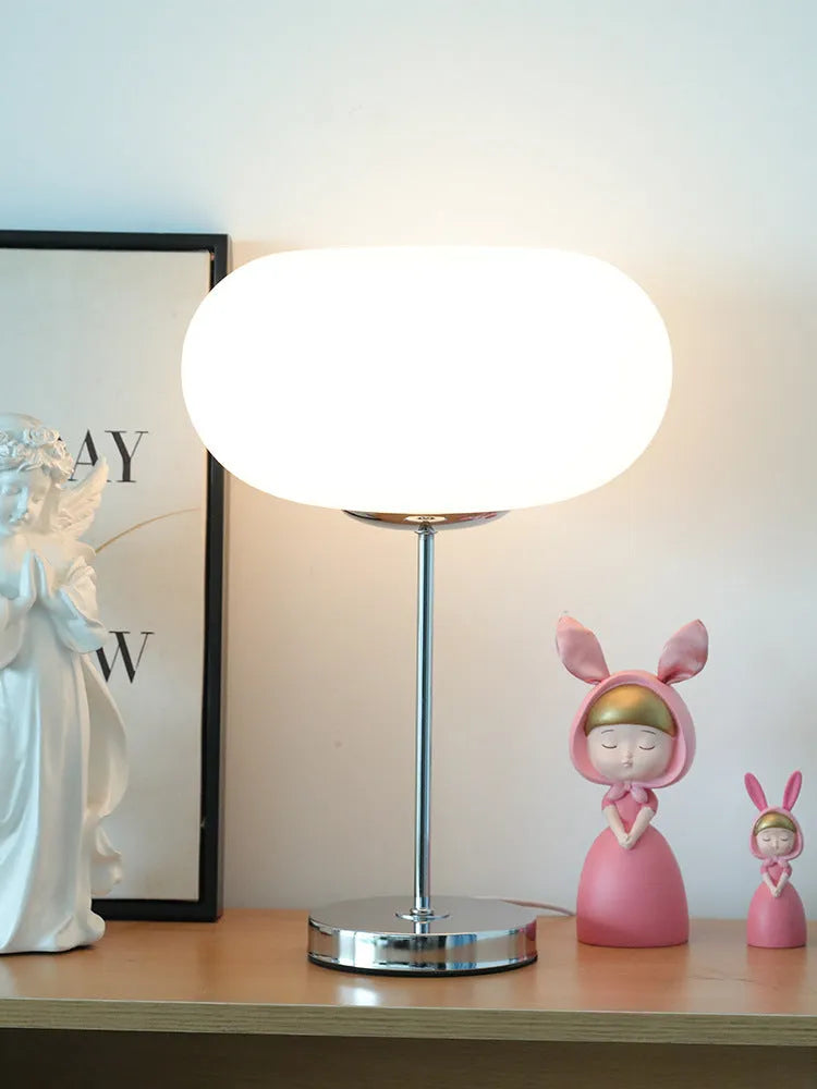 28 cm glass bedside lamp with button switch, modern simplicity style, tricolour light option