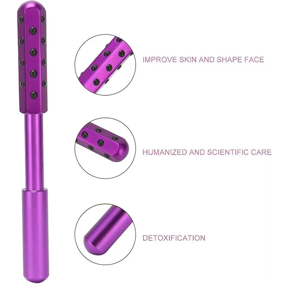 30 Germanium Beauty Stick massage wand with gold finish and 30 energy stones for facial roller use