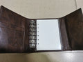 Brown retro leather buckle notebook in A7 size with PU cover and loose-leaf binding