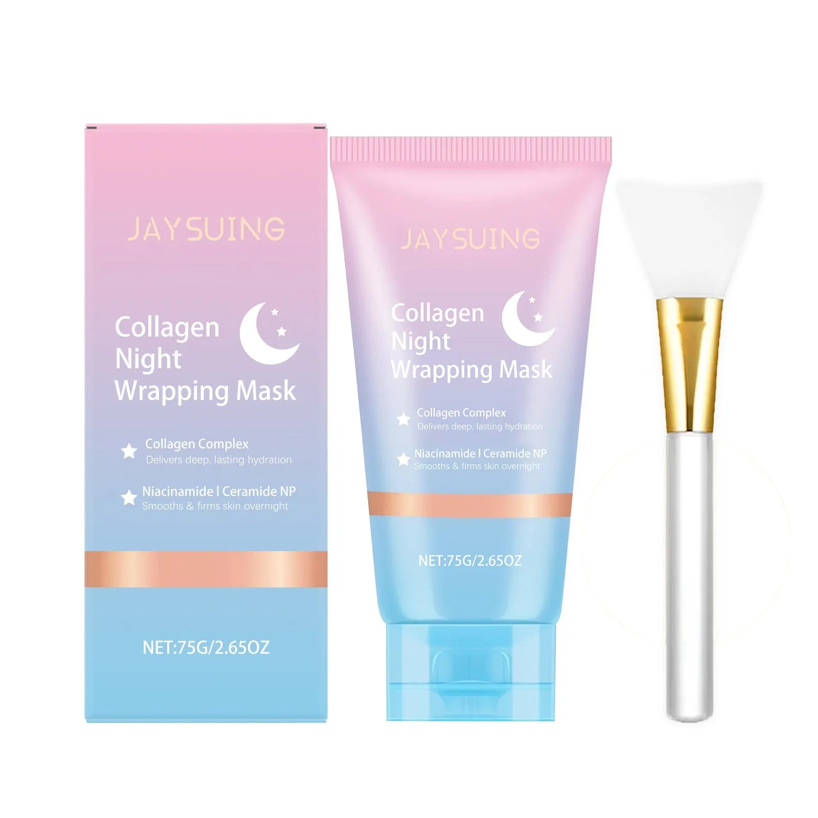 Collagen Night Wrapping Mask set with 75g container and application brush