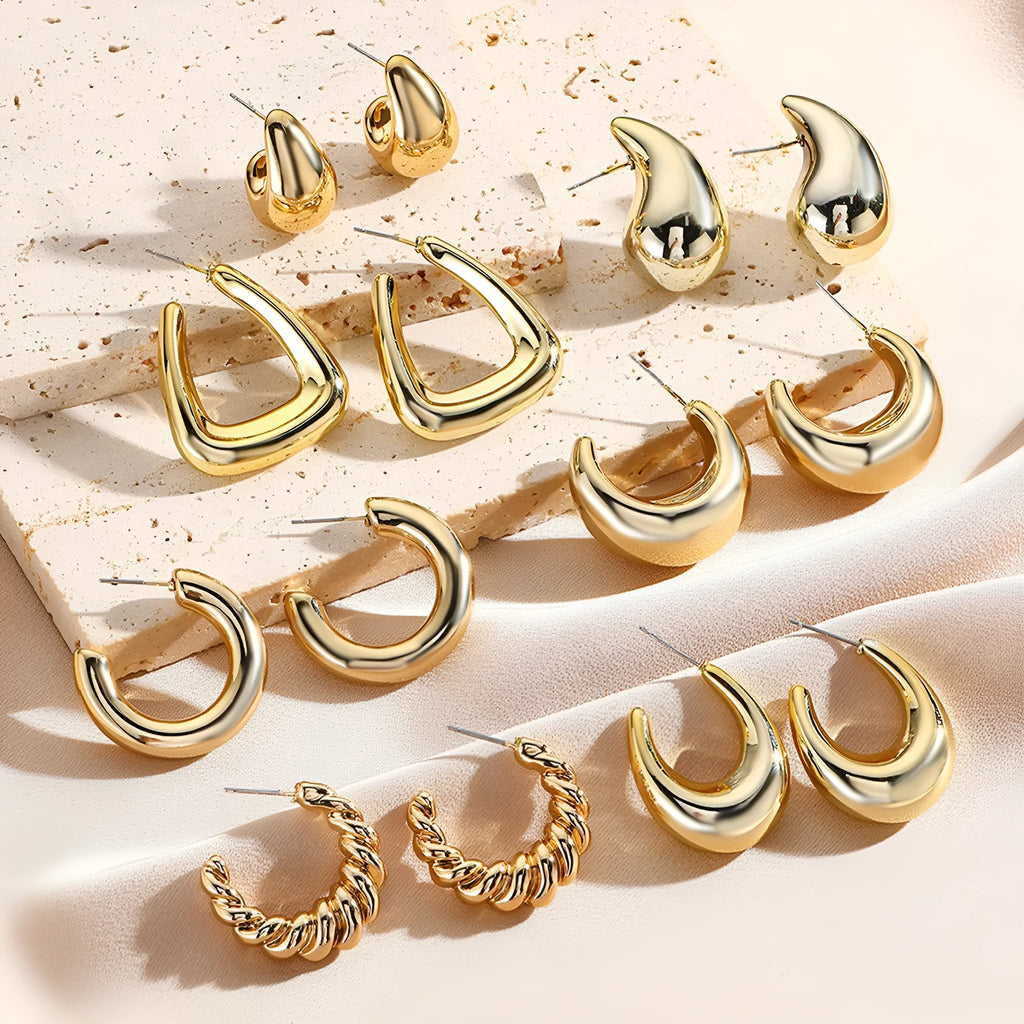 Acrylic geometric water drop earrings with electroplated glossy finish, simple style
