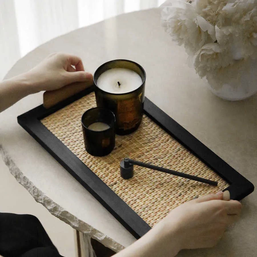Pine wood dining tray with compartments shown in large and small size options