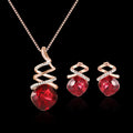 Women's alloy bridal jewellery set with adjustable necklace and matching diamond-processed earrings.