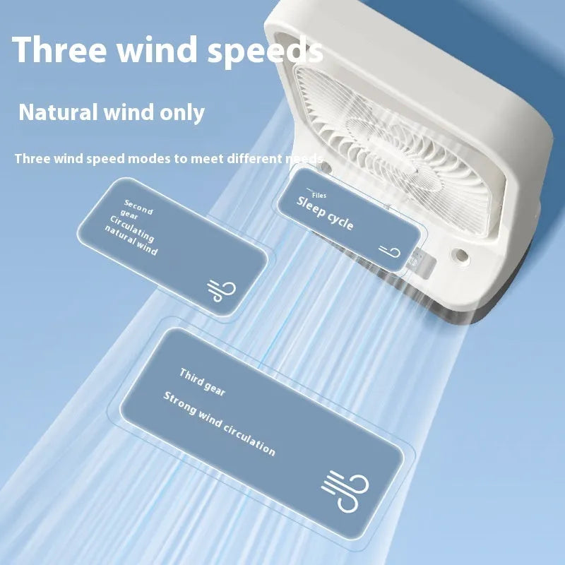 White USB rechargeable household cooling fan with water cooling tank and adjustable head