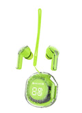 BT19 earclip wireless sports Bluetooth earphones in white with digital display and button controls