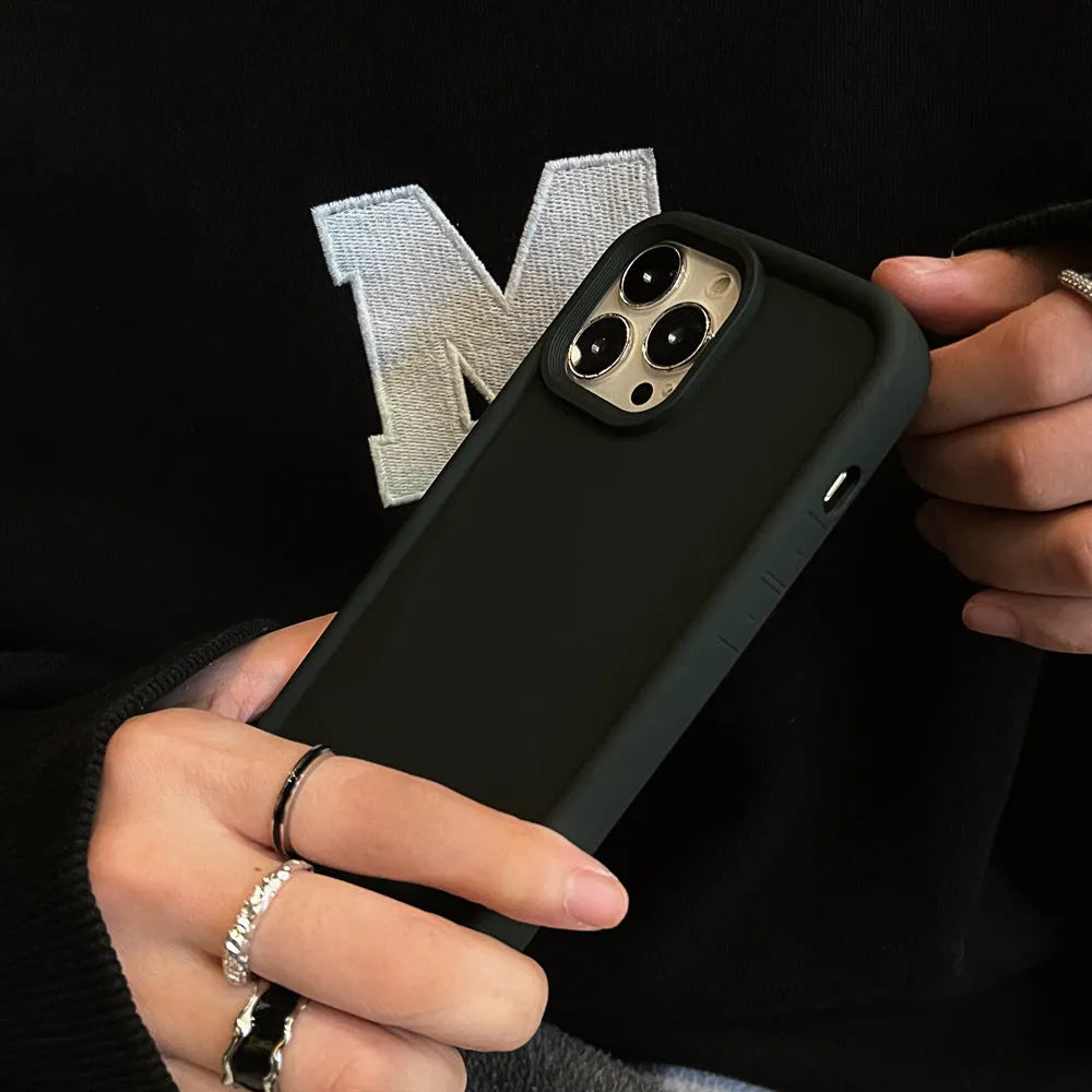 Frosted texture silicone iPhone case showing skin-feel surface in solid colour options