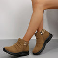 Women's frosted Martin ankle boots round toe platform flat heel side zipper cowhide leather black grey brown