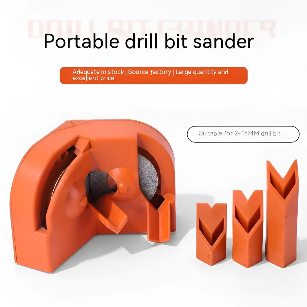 Portable orange and black grinding drill tool and sander set with two coloured wheels