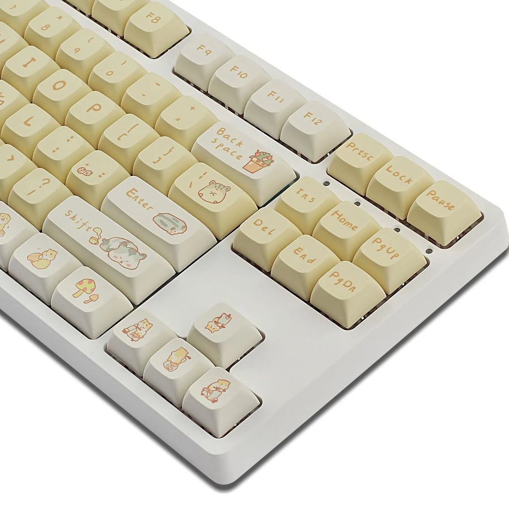 Custard dessert themed XDA profile plastic keycaps for mechanical keyboards.