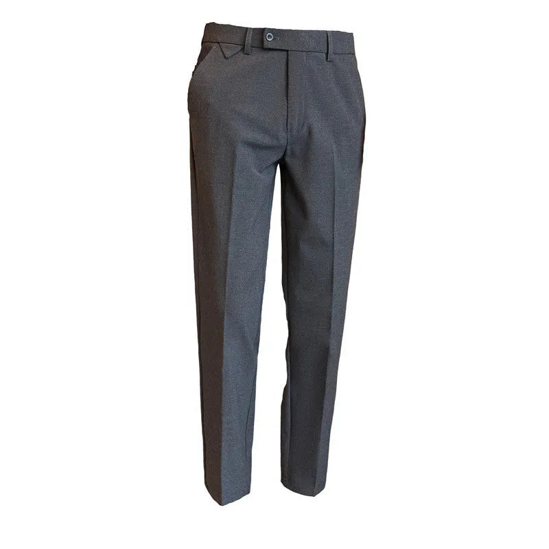 Men's brown suit trousers with waist stretch, slim-fitting small straight leg, polyester blend, business formal daily wear