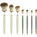 BA 7-piece makeup brush set with beech wood handles and soft bristles on a clean surface