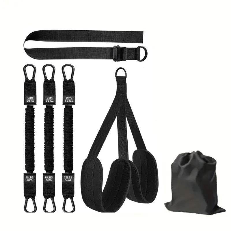 Household outdoor pull-ups auxiliary strap suit in black, TPE material, for fitness enthusiasts