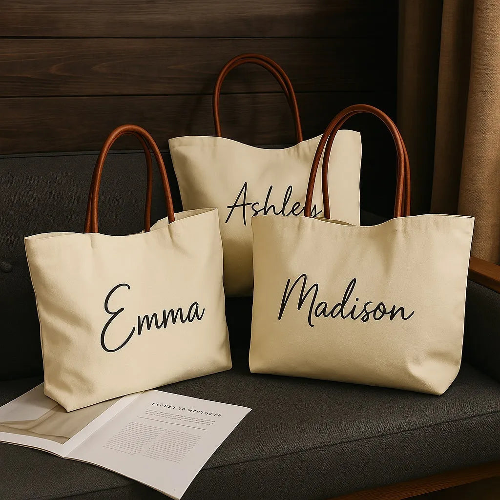 Beige white canvas tote bag with detachable crossbody strap, side bottle pockets, and a front zipped compartment.