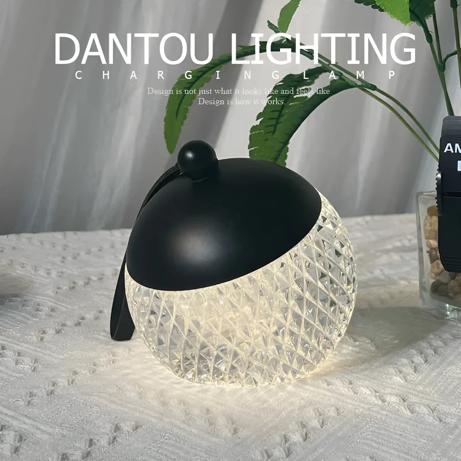 Portable dimmable night lamp in modern minimalist design with touch control