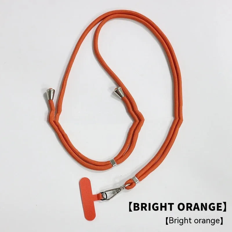 Nylon phone lanyard with clip in black, 160cm length, weighing 12g