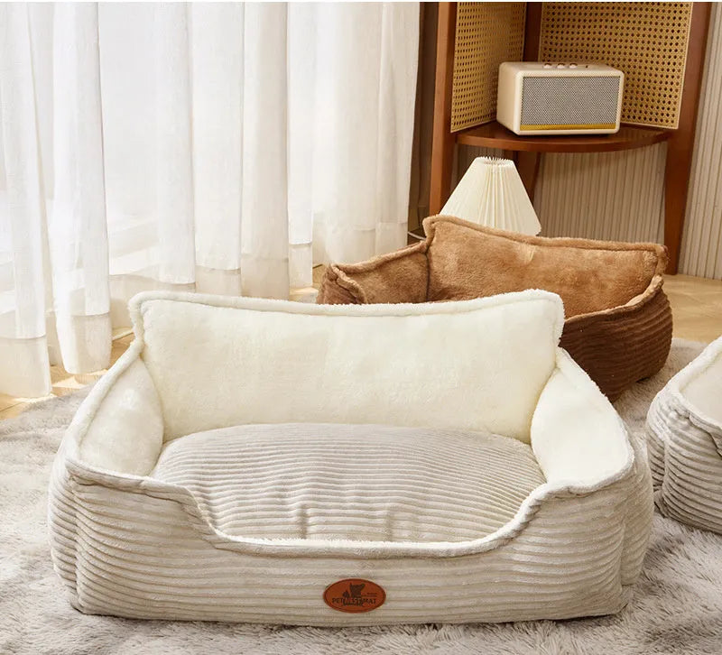 Universal kennel for small medium dogs with removable washable cover in Coffee colour on soft cushion