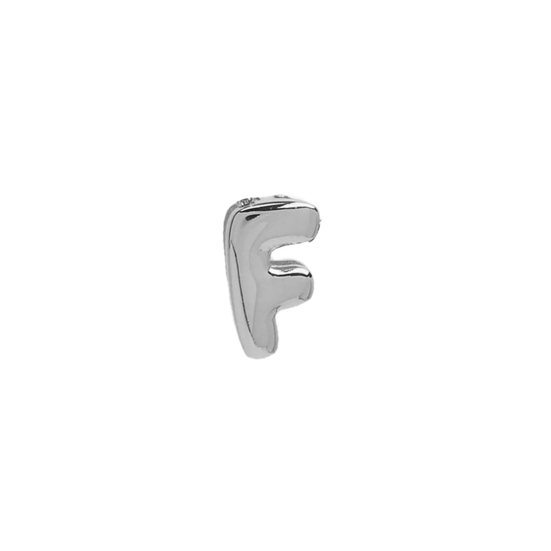18k brass smooth surface bubble DIY letter bracelet with gold electroplated finish and letter pendant on white background