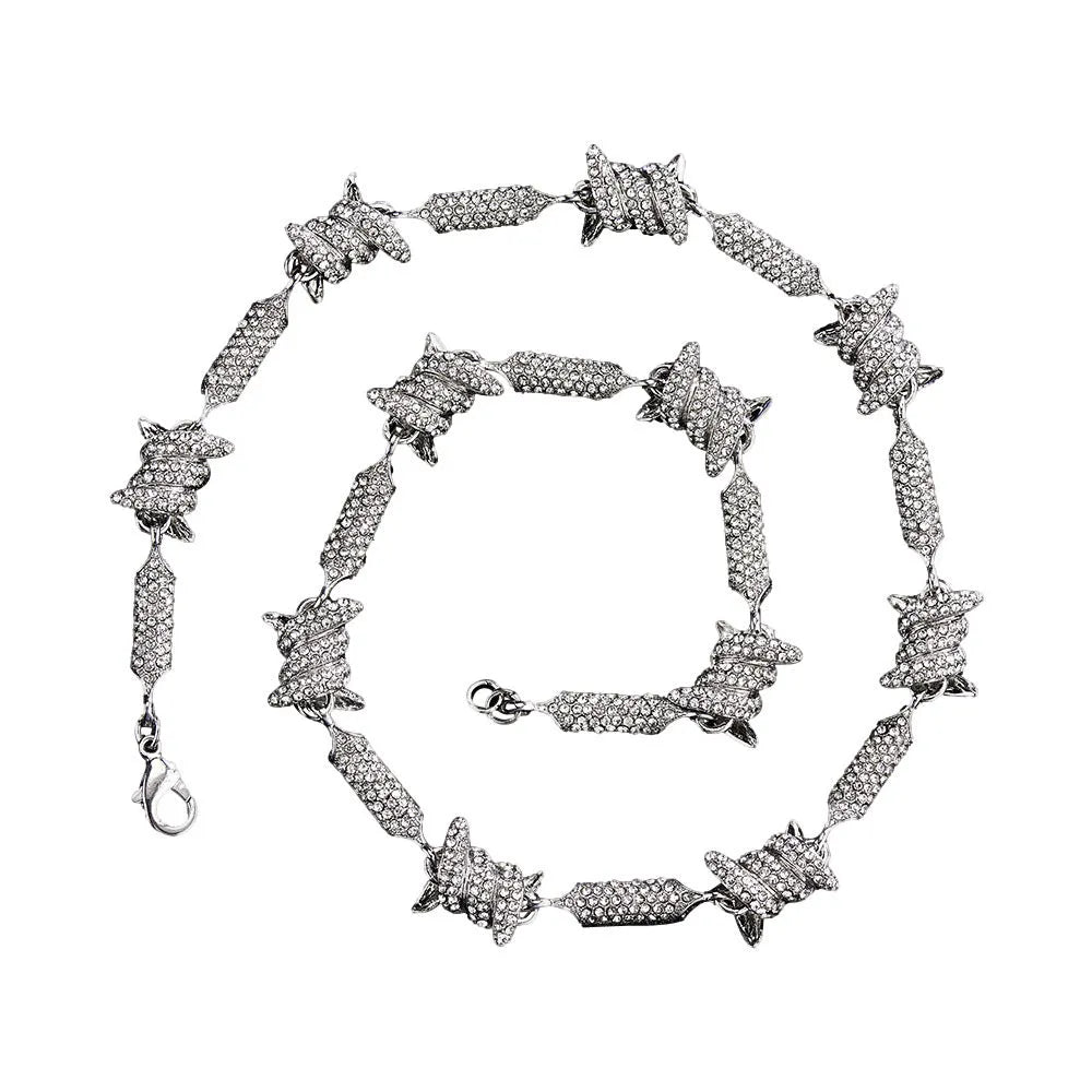 Cuban chain bracelet or necklace in gold or silver alloy with 3D solid pave links, 8 inch bracelet and 18-24 inch necklace lengths