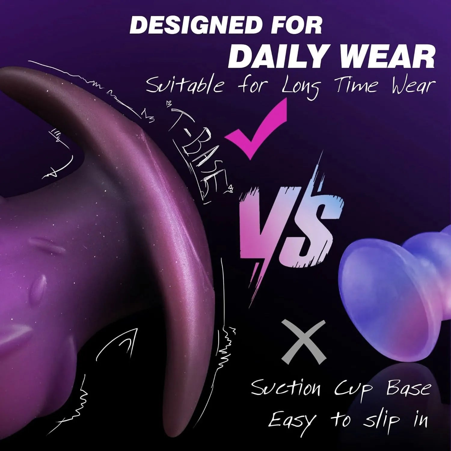 Unisex liquid silicone masturbator sex toy shown in purple, gold, and black colour options.