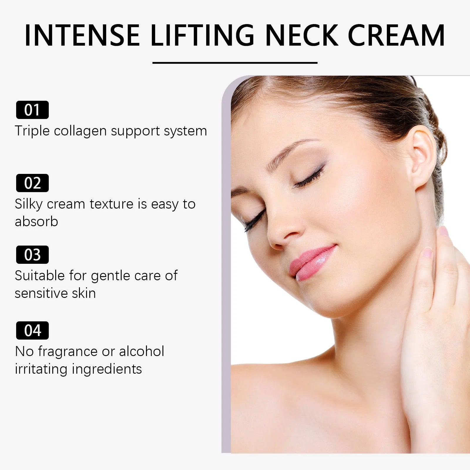 50g jar of lifting and tightening neck cream with hydrolysed collagen and shea butter