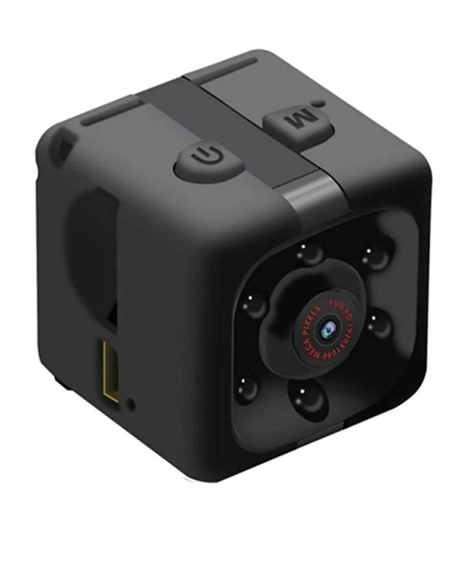 Black mini USB dash camera with infrared night vision for 1080P vehicle recording