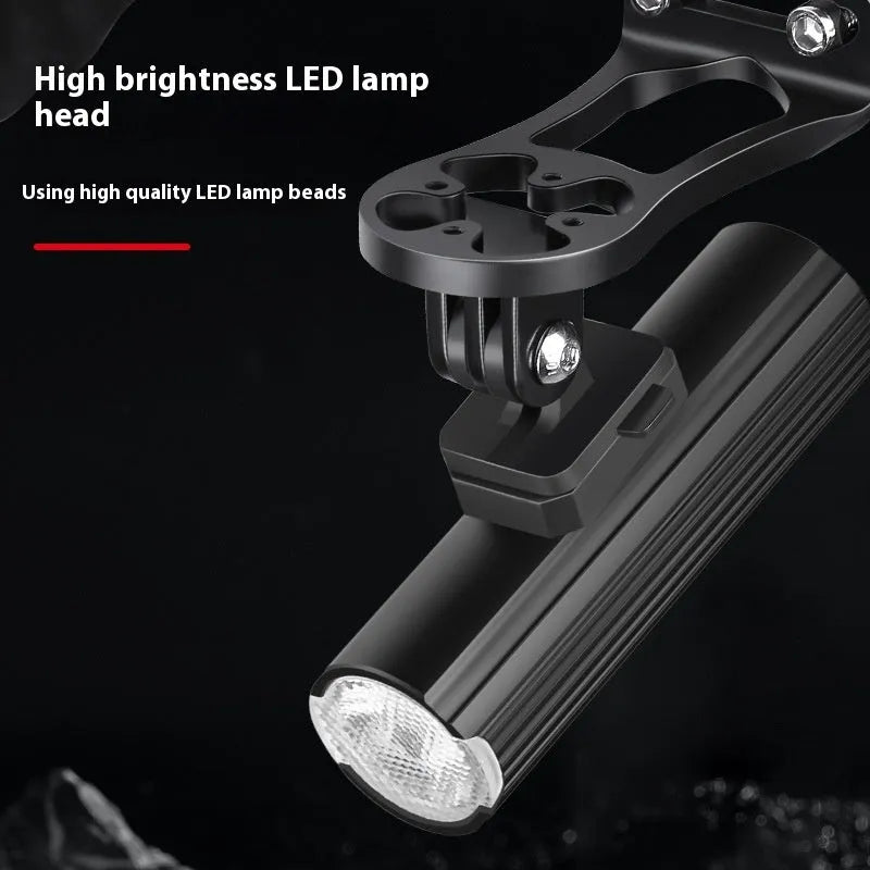 Highlight 500 lumen aluminium alloy bicycle headlight mounted on handlebar with silicone base bracket