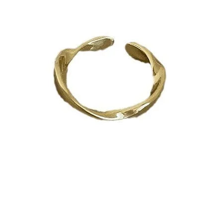 Irregular metal opening ring for women, copper with electroplated gold or silver finish, geometric shape
