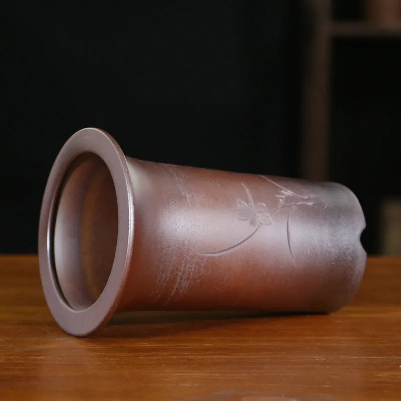 Classical Chinese style purple sand ceramic orchid pot round stick bottle shape s2160 firewood flat mouth finish