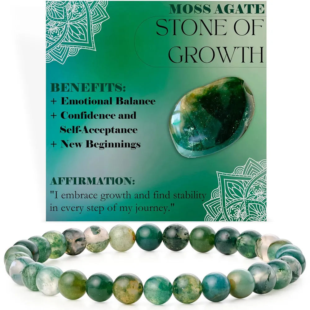 Handmade geometric agate stone bracelet with 6mm beads in African pine colour on a white background.