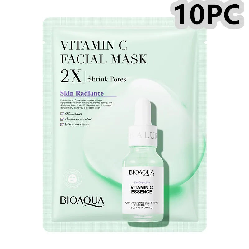 Single 30g collagen and hyaluronic acid facial sheet mask on packaging, with Centella, Vitamin C, Collagen variant options.