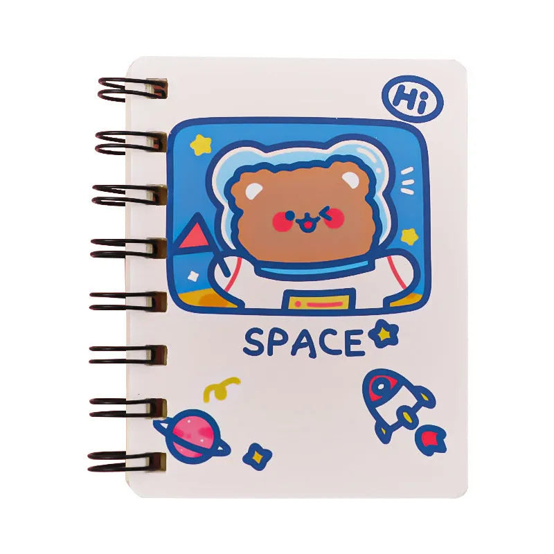 Astronaut Series pocket flipper notebook showing 10.5 by 8 cm size with choice of four space-themed cover designs.