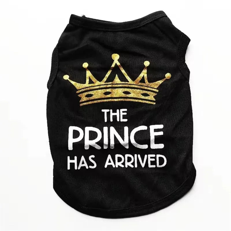 A casual cotton vest for a puppy, shown in a choice of colours including black, grey, blue, and pink.