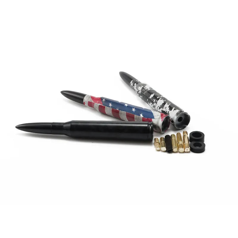 14cm camouflage flag vehicle antenna for bullet car modification in black, green, or American flag colours