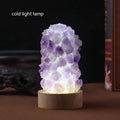 Natural amethyst vug crystal tooth flower mini night light USB plug-in cold warm light options on table
