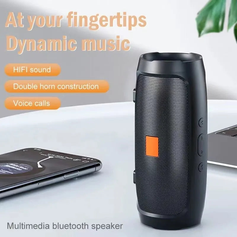 Outdoor portable wireless Bluetooth speaker in black with voice prompt and call function