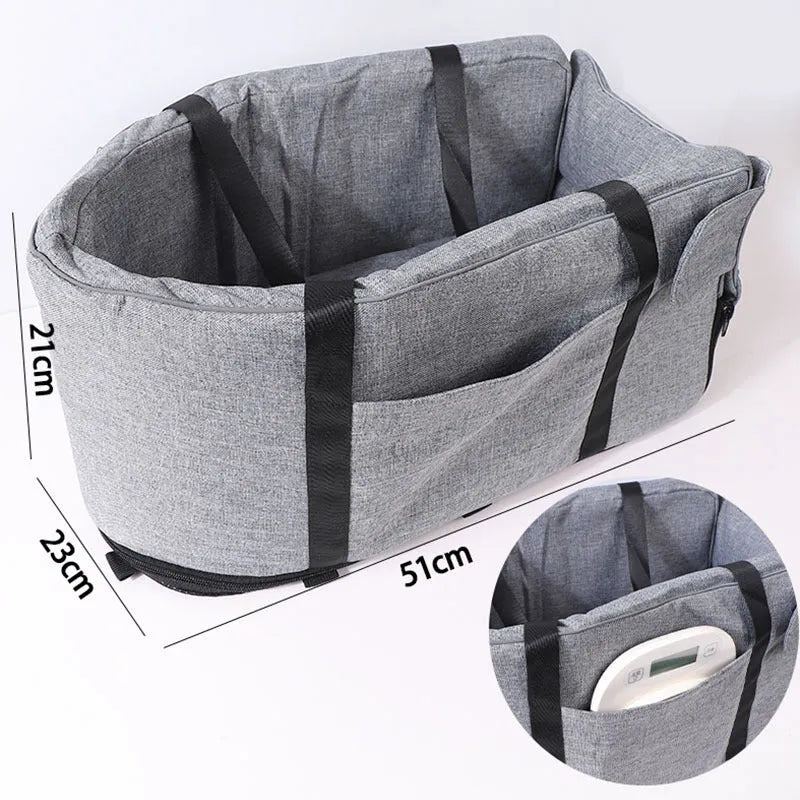 Blue cloth outdoor dog kennel with a peaked roof, shown on a patio.