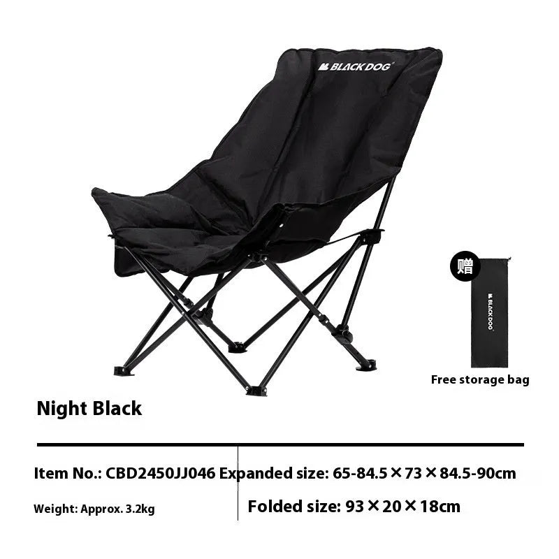 Night black folding moon chair with thickened oxford cloth for camping and beach use