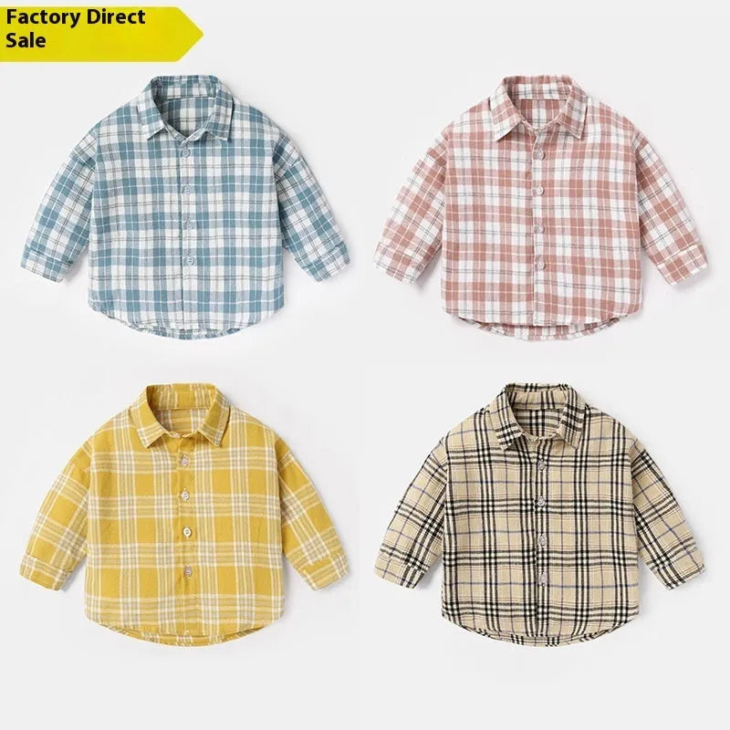 Boys cotton lattice pattern casual shirt with animal designs in light blue colour