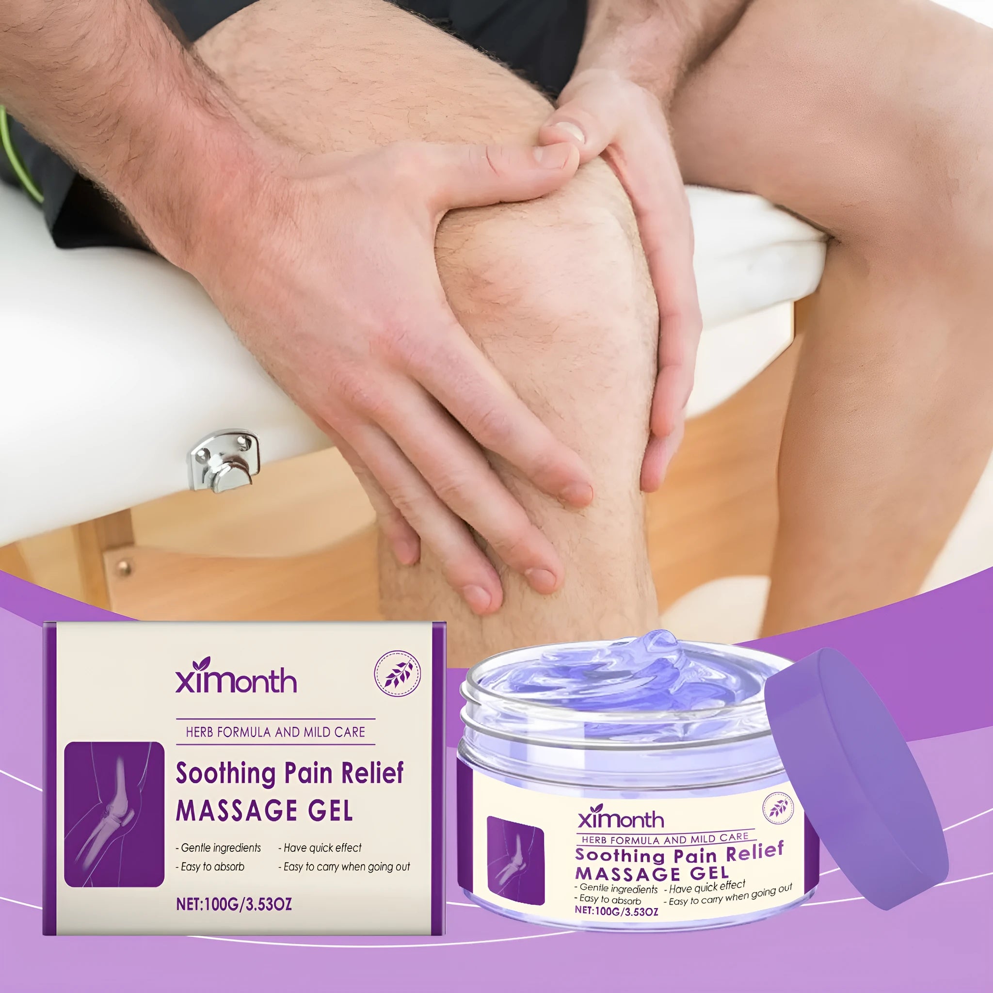 100g tube of body massage gel for joint, knee, and elbow care on a white background.