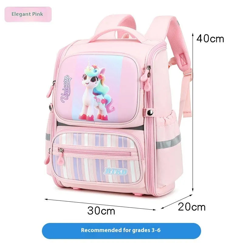 Astronaut pattern polyester schoolbag with air pillow belt, dark blue and red, 40x20x30cm for boys and girls