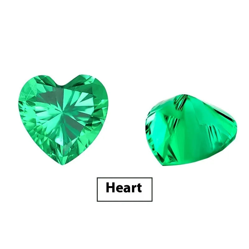 Cultivated emerald gemstone in Columbia green treasure colour on a white background.