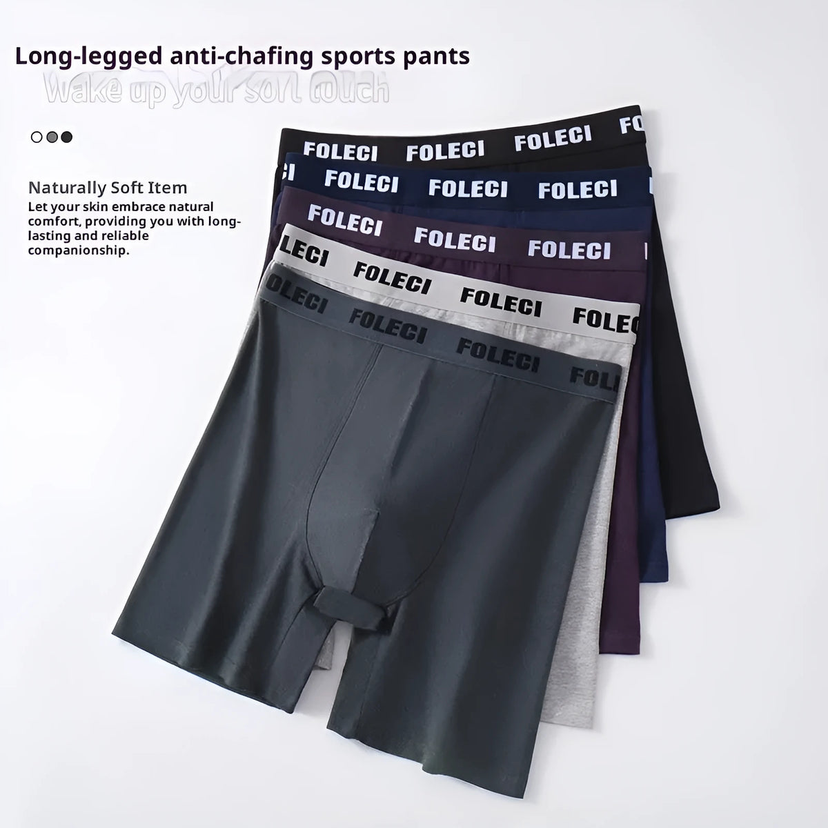 Men's lengthened cotton high waist sports boxer shorts in dark gray, four-corner anti-wear leg