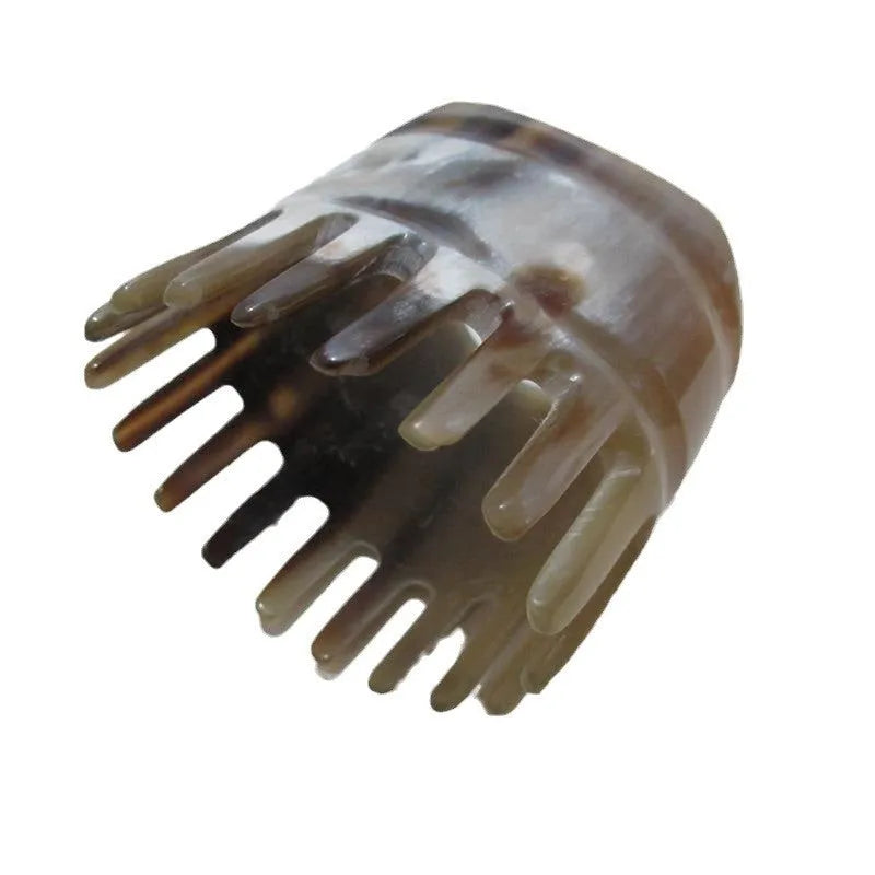 White buffalo horn head massage comb with traditional meridian therapy tooth patterns