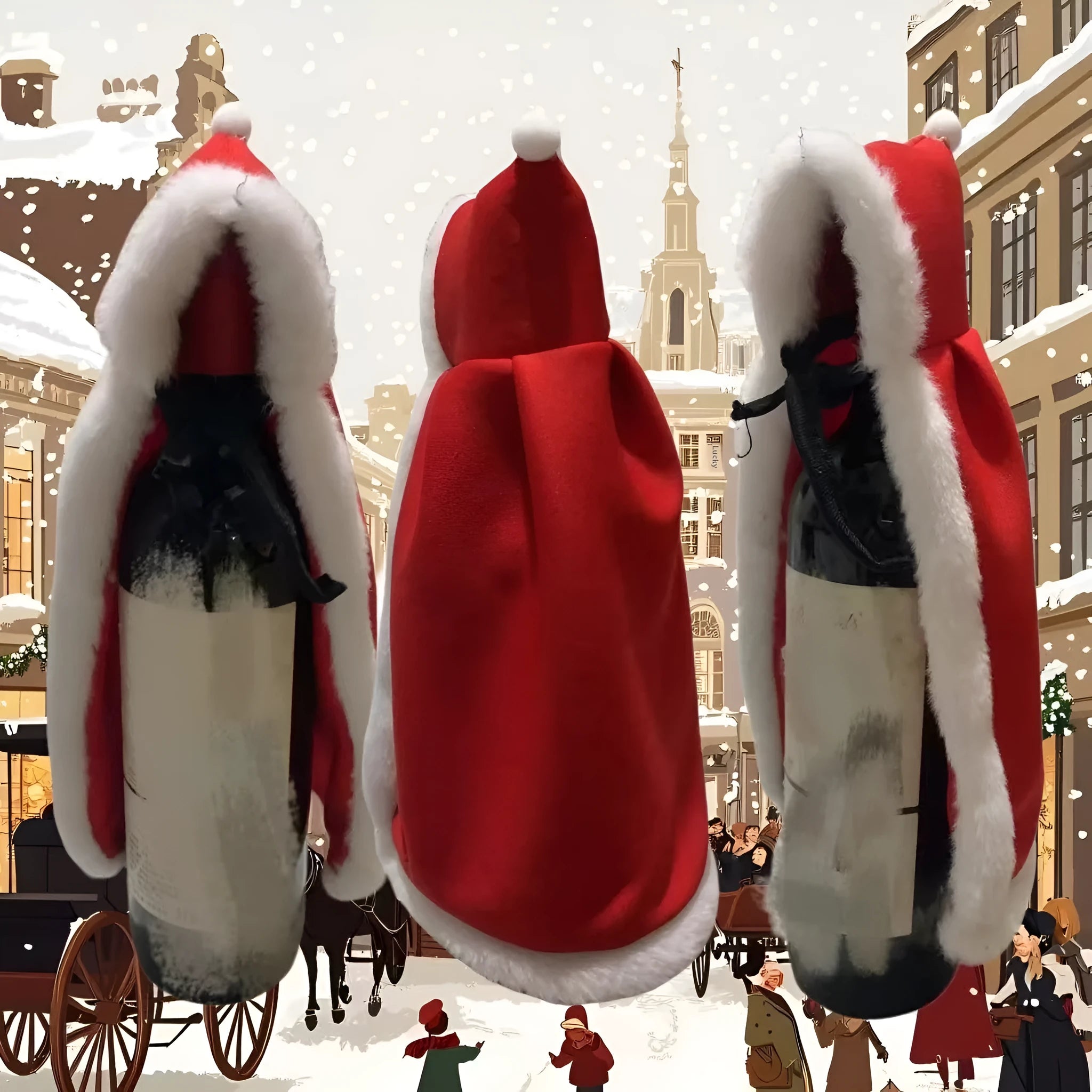 Two-tone cloth wine bottle cloak on a champagne bottle, 27x16cm, European style for Christmas decoration