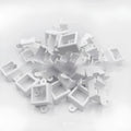 White plastic protective cover for an LED light bracket, shown with dimensions.