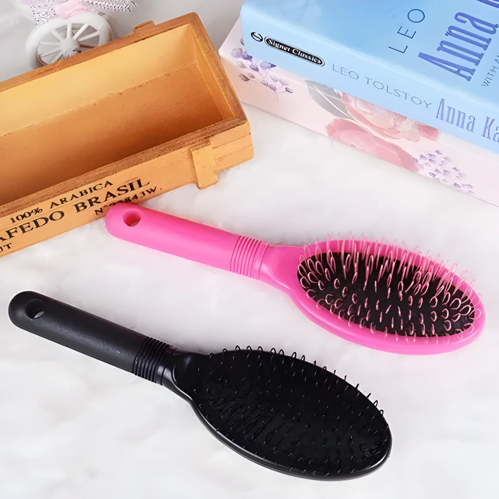 Black and pink ring tooth hair extension comb made of ABS plastic, shown with dimensions.
