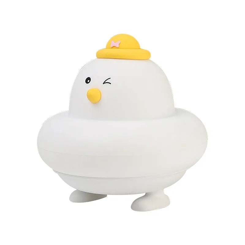 Silicone pat small night lamp blue duck design with USB cable, 500mAh rechargeable battery