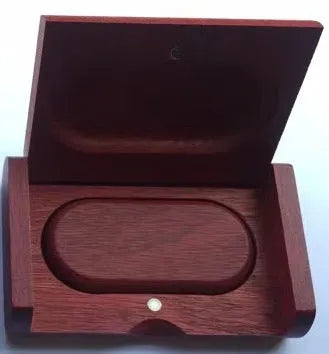 Wooden USB drive gift set in natural bamboo finish with box, dimensions 58x28x9 mm